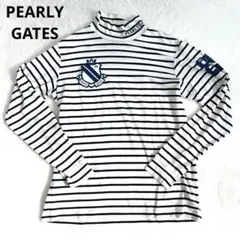 パーリーゲイツ ボーダー モックネック カットソー L ホワイト ネイビー