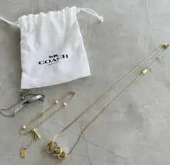 COACH コーチ シグネチャーエナメル リングネックレス ブレス 3点セット