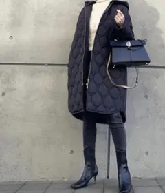 Emma Taylor　キルティング　フードコート　裏ボア　ブラック　М