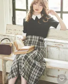 【ほぼ未使用】Noela 先染めチェックスカート ブラック　Sサイズ