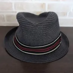 ダークネイビー ストライプリボン ハット