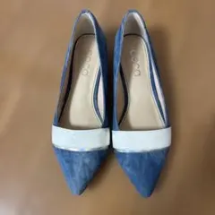 coca デニムブルー ポインテッドトゥ ハイヒール