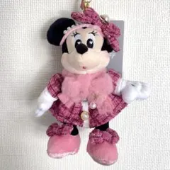 ミニーマウス ぬいぐるみキーホルダー ツイード　ディズニーストア