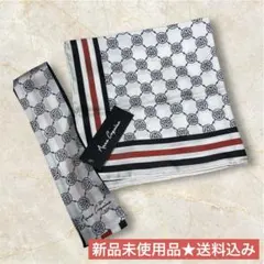 【新品未使用】アンコキーヌ モノグラム マリン調 シルクスカーフ　2点セット