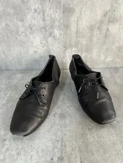 ヒップス HIPS レースアップレザーフラットシューズ ブラック 23.5cm