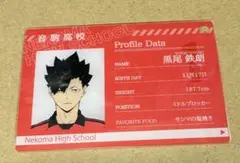 ハイキュー！！音駒高校 黒尾鉄朗 プロフィールカード