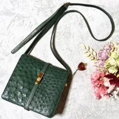 超高級【未使用級】JRA オーストリッチ ショルダーバッグ ゴールド金具 3層