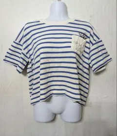 Né-net 青白ストライプ 半袖Tシャツ　Mサイズ