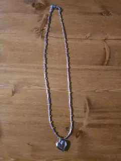 37　ピンク×グリーン　ビーズネックレス