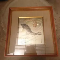 日本画 山下 開城 「遊鯉」絵画 共シール 額装 錦鯉 美術品 L - メルカリ