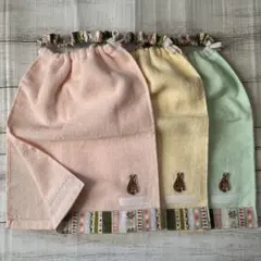 おりこうタオル おりこうエプロン うさぎワッペン 二重 3枚セット