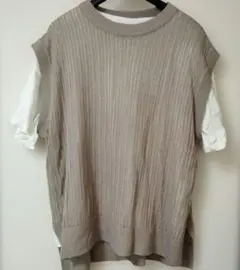 お値下げ✨️新品✨️ベージュ 3L✨️リブ編み 半袖（ホワイトTシャツ）です✨️