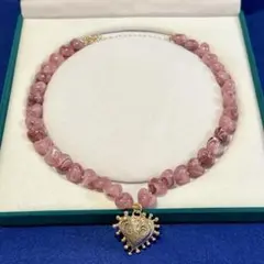 ヴィンテージ デザイン　アクセサリー　ネックレス　ハート　ピンク　ビーズ