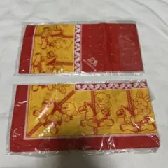 新品　森永製菓 メリーゴーランド柄 バンダナ2枚セット　ハンカチ　レトロ手ぬぐい