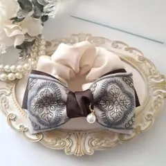 ⭐3071⭐❣️大人可愛い華やかアクセ❣️オリジナル✴インド刺繍リボンシュシュ