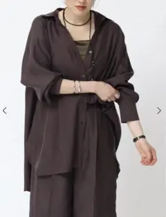 Aga接触冷感キュプラツイルレギュラーカラーシャツ　ココアのサムネイル