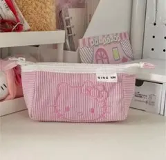 新品未使用　ハローキティ　ペンケース　ポーチ　コーデュロイ　ピンク　多用途