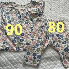 ユニクロ　花柄　半袖トップス　レギンス　7分丈　保育園着　2点セット　80 90
