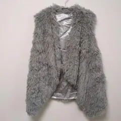 一点もの✨ おしゃれ グレー ファー ベスト ノースリーブ グレー