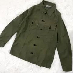 MARKAWARE✨ミリタリーシャツ 長袖 カーキ 刻印ボタン 古着 M