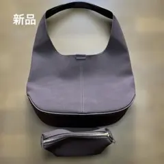 【新品 未使用】ダークブラウン ショルダーバッグ ポーチ付き シンプルデザイン