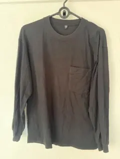 ユニクロ ウォッシュコットンクルーネックTシャツ（長袖）　Mサイズ　ブラックのサムネイル