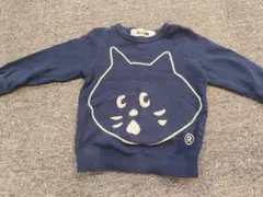 猫の顔プリント ネイビー トレーナー 100cm Ne-net にゃー