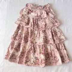ピンクハウス 小バラ柄 ピコフリル グラデーション 綿ローン段々