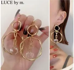 991 ゴールドツイストフープ Uチェーン クリアドロップ お洒落 大人可愛い