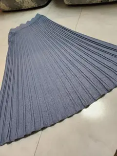 ポッキーさまご専用　ニット　プリーツスカート　くすみブルーM