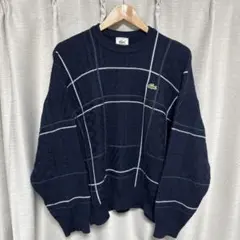 LACOSTE ネイビー ケーブルニットセーターのサムネイル