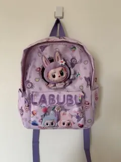 LABUBU キャラクター柄リュック ピンク中容量サイズ約26 33 11紫