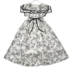 シーイン　FRIFUL 花柄　ロングワンピース　総柄　リボン　上品　M
