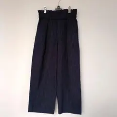 ネイビー ストライプ ワイドパンツ　Ｍ