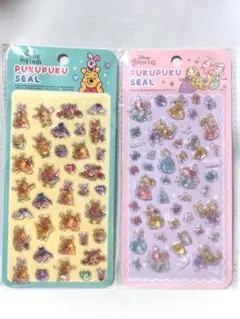 くまのプーさん ＆ ディズニープリンセス ぷくぷくシール 2枚セット