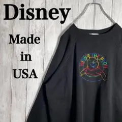 【激レア】ディズニー　プーさん　刺繍ビックロゴ　スウェット　ビンテージ　USA製