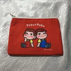 不二家 ペコちゃん ポコちゃん ポーチ 赤
