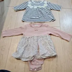 サイズ８０　かわいいトップス２点セット　ストライプ　プティマイン　conoco