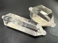 水晶 ダブルポイント 天然石 2個セット 浄化 アクセサリーパーツ
