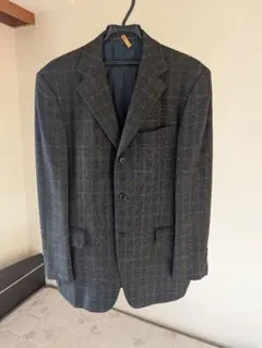 ZEGNA(ゼニア) ダークグレー チェック柄 カシミア テーラードジャケットのサムネイル