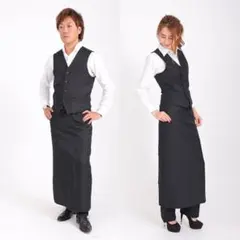 エプロン ロング ソムリエ カフェ 腰巻き シンプル 撥水　男女共用　ブラックのサムネイル