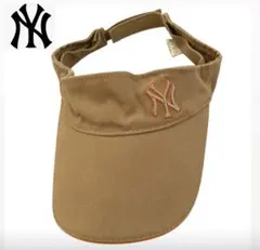 NY サンバイザー ベージュ 調整可能 ゴルフ アウトドア 日よけ 日焼け止め