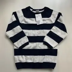 H&M ネイビーとホワイト ストライプ 長袖カットソー 105