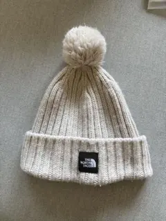 THE NORTH FACE ポンポン付きニット帽 クリーム色