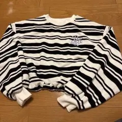 ボーダー柄 ショート丈 トレーナー