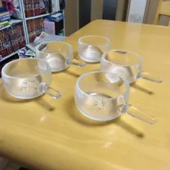 ガラス小鉢5セット　取っ手付き　昭和レトロ