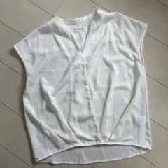 さらさら素材！Opaque Clip ホワイト ノースリーブシャツLサイズ
