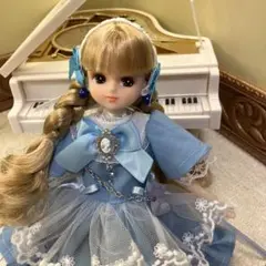 リカちゃん服 ハンドメイド No.476 くまさんチャームの水色ワンピース