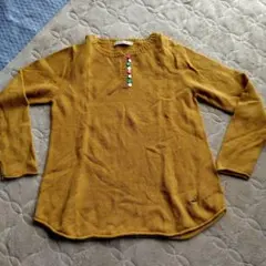 最終お値下げ！CROCODILE 　LLサイズ マスタード 長袖ニットチュニック