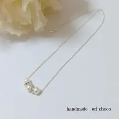 小ぶりな3粒パール&ロンデルのネックレス